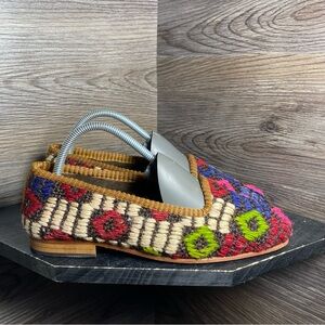 Kilim loafers handmade woven multicolor